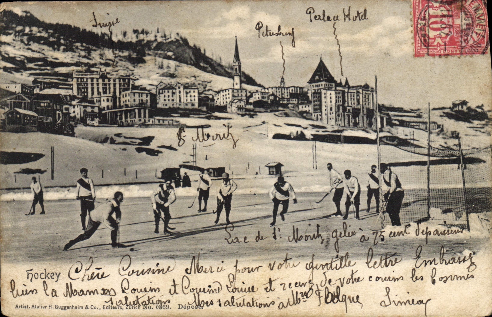 Hockey sur glace à St. Moritz — Artist Atelier H. Guggenheim & Co., Zurich N° 6869