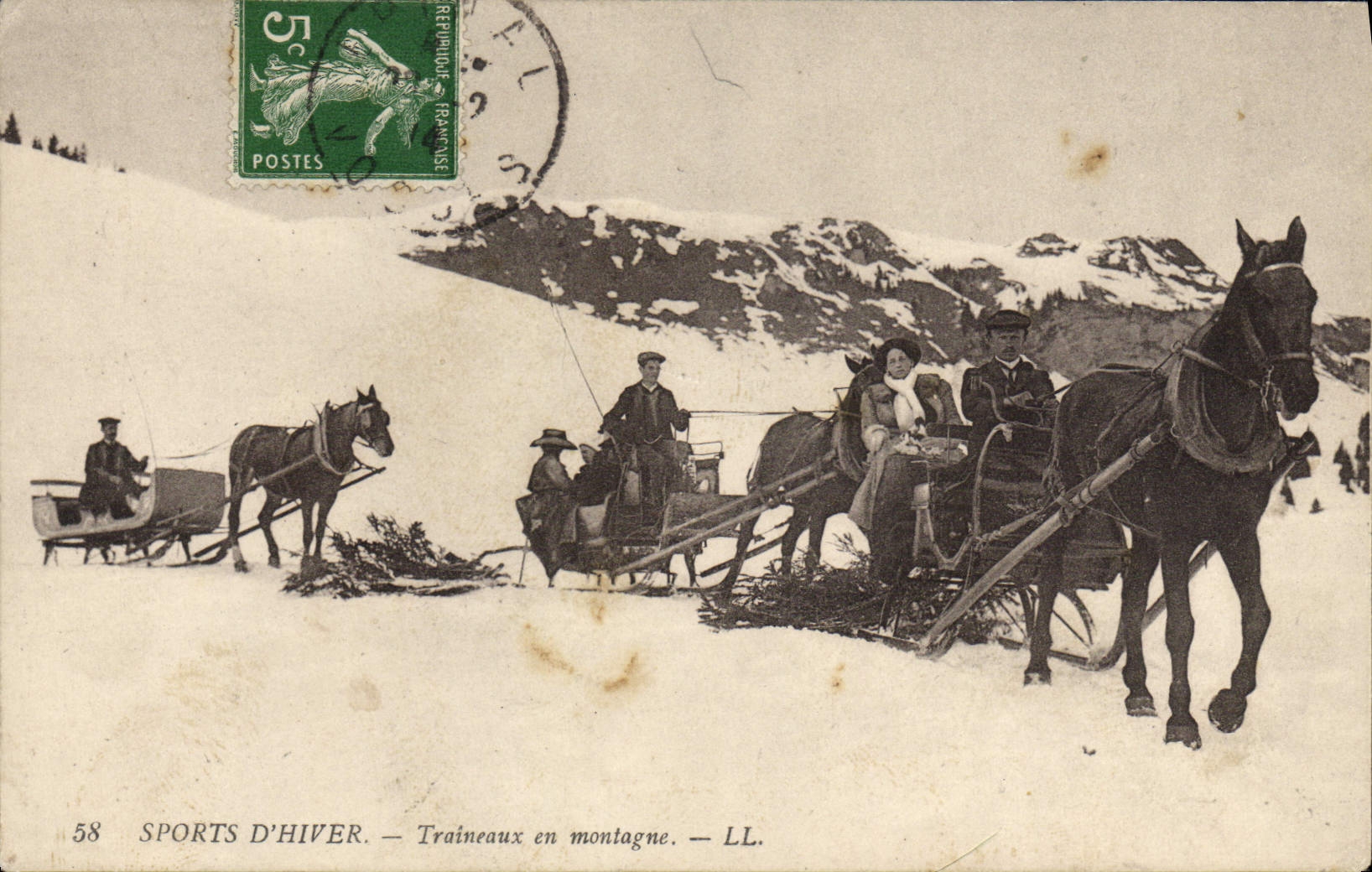 Sports d'hiver — Traîneaux en montagne — LL. — n°58