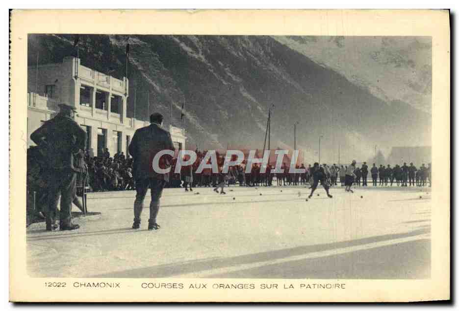 CPA Sports d'hiver Patinage Chamonix Courses aux oranges sur la patinoire 