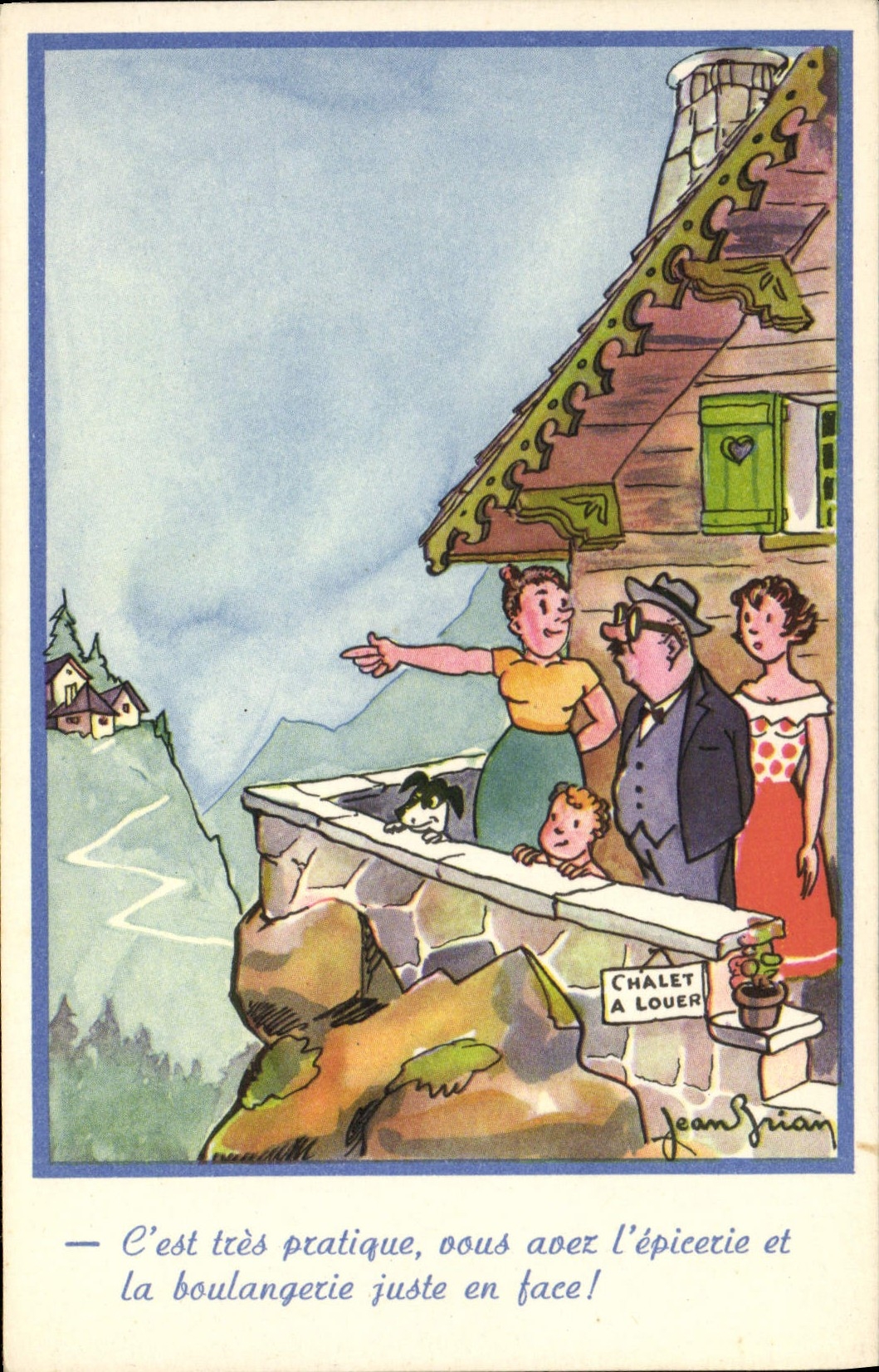 Chalet à louer — illustration humoristique avec texte — Jean Srian