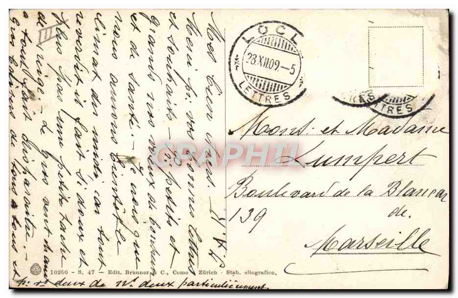 Esquiar sobre hielo con caballo — Editor Brunner & C., Como — N° 10250 — Reverso