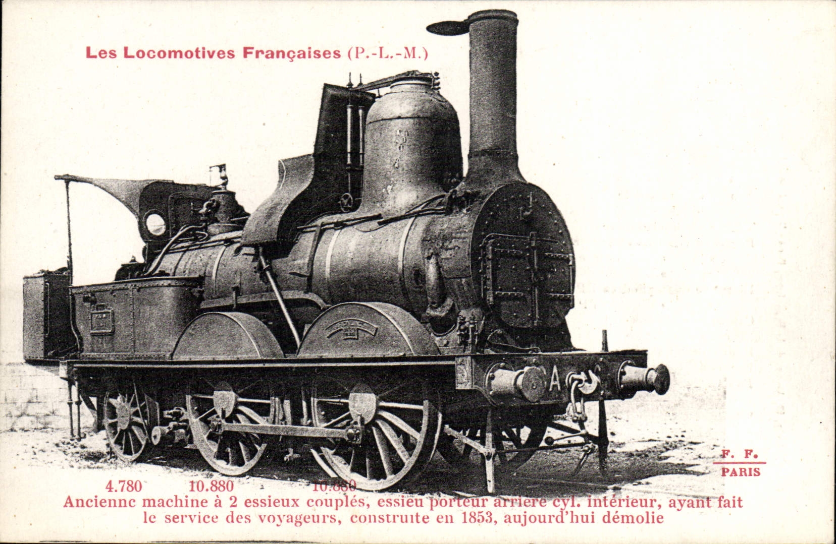 CPA Train Locomotive Ancienne machine a 2 essieux couples