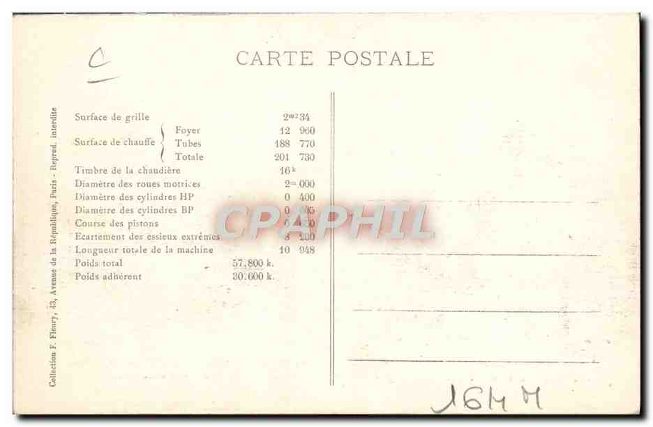 CPA Train Locomotive Machine 193 C a vapeur saturee — Verso