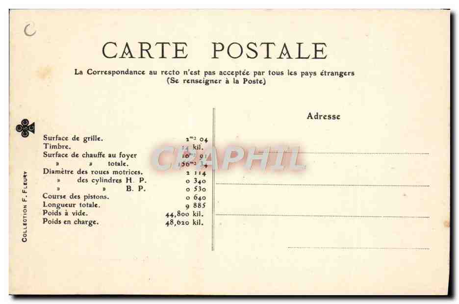 CPA Train Locomotive Compound  — Verso