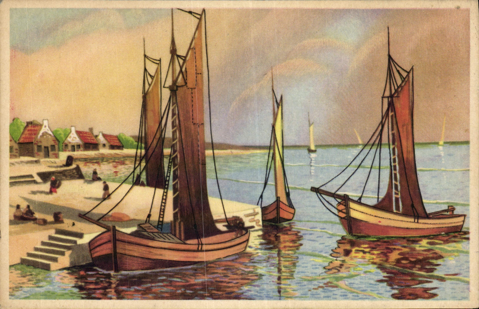 Port avec voiliers — vue de pêcheurs — Imp. Belge 7072