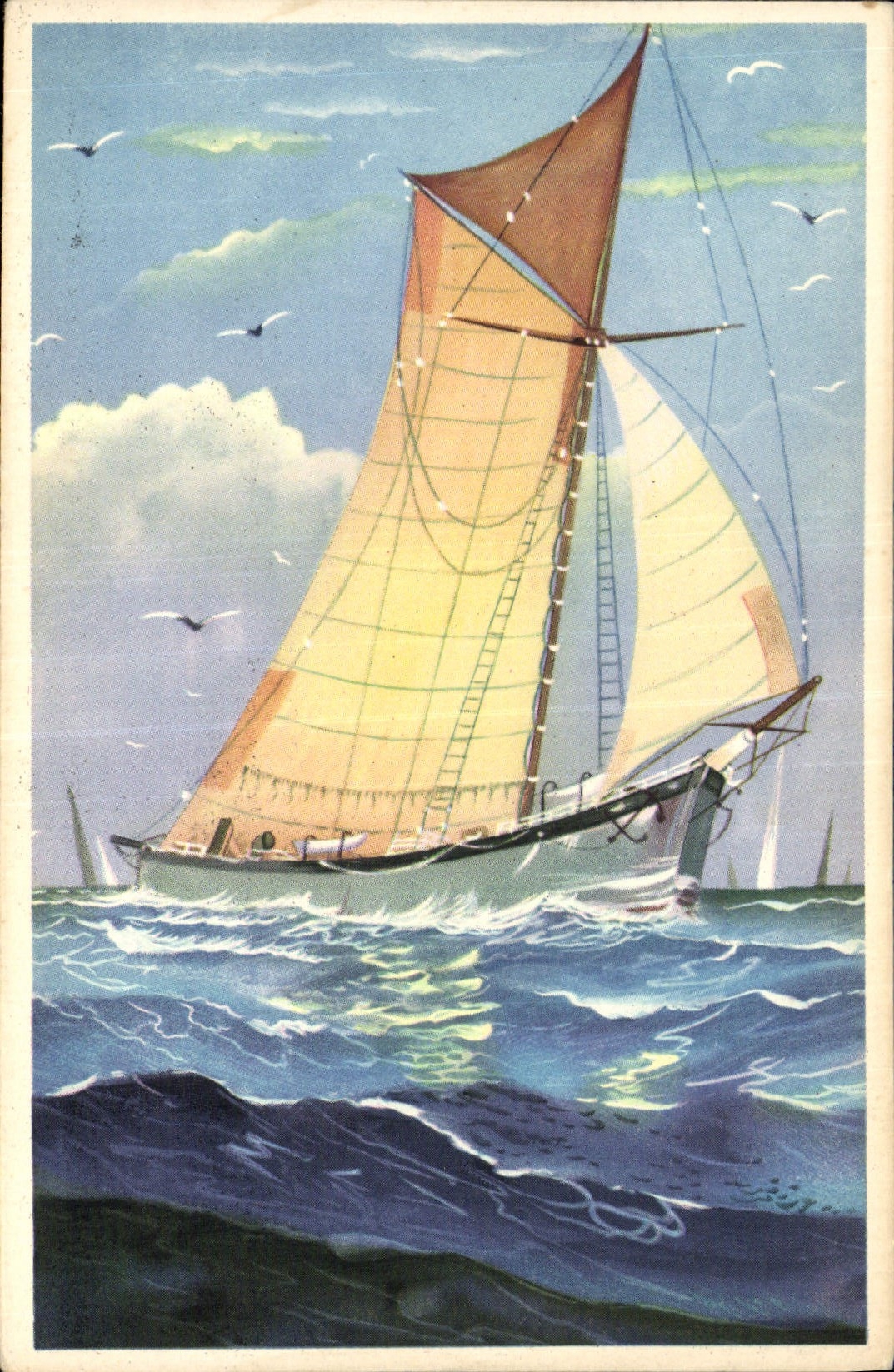 Schiff auf See — Segelboot auf See — Verlag CPAPHIL, Nr. 7849
