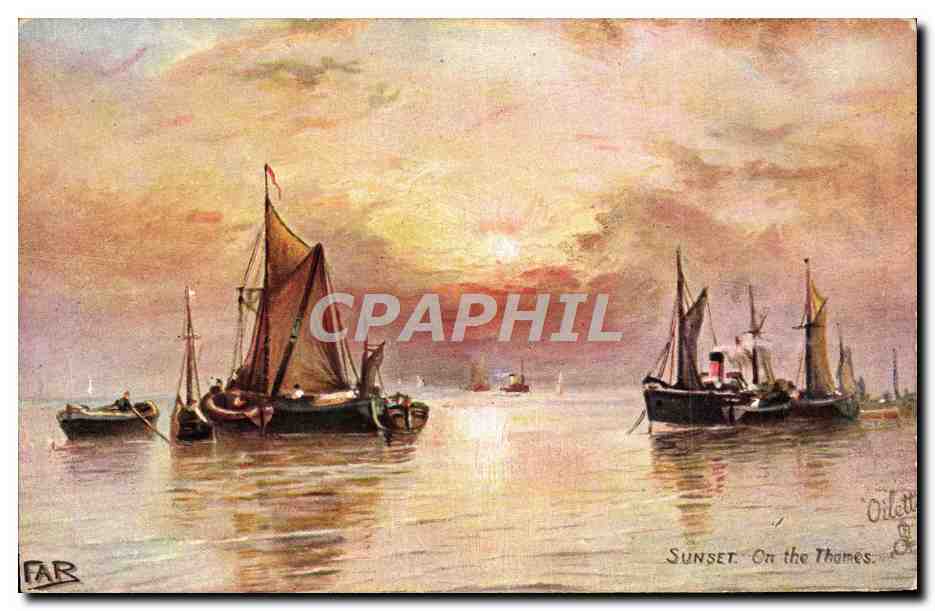 CPA Bateau Voilier Sunset on the Thames