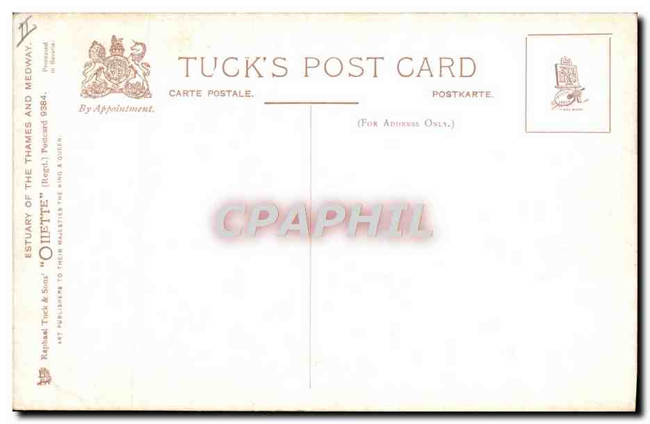 CPA Bateau Voilier Sunset on the Thames — Rückseite
