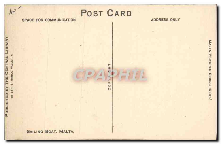 CPA Bateau Voilier Sailing boat Malta Malte — Verso