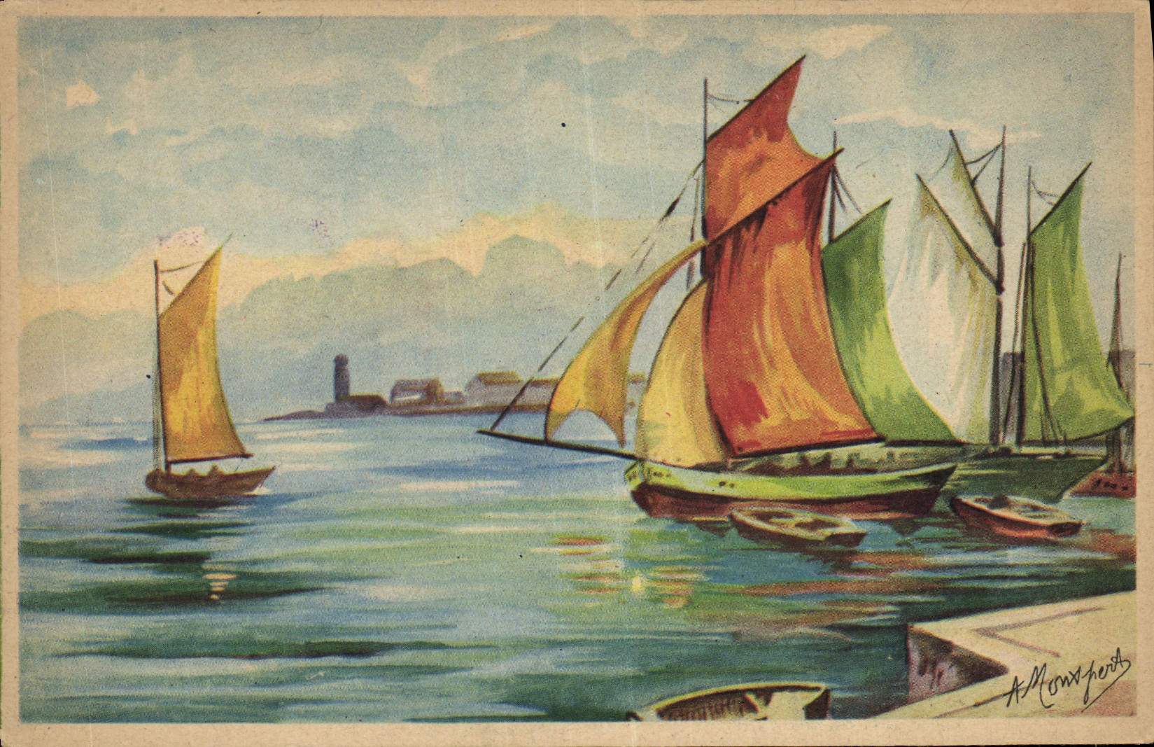 Port de voiliers — vue maritime — A. Montpied