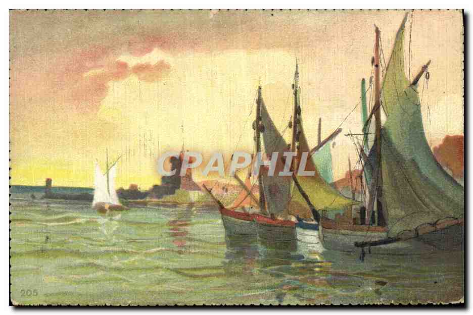 Port de pêche au crépuscule — peinture — CPAPHIL n°205