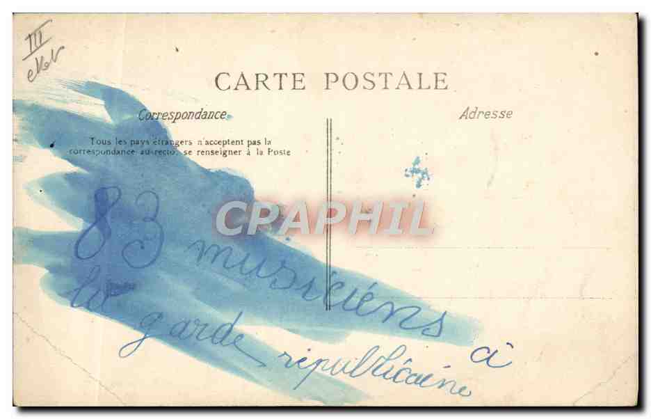 CPA Militaria Garde Republicaine Musique  — Rückseite