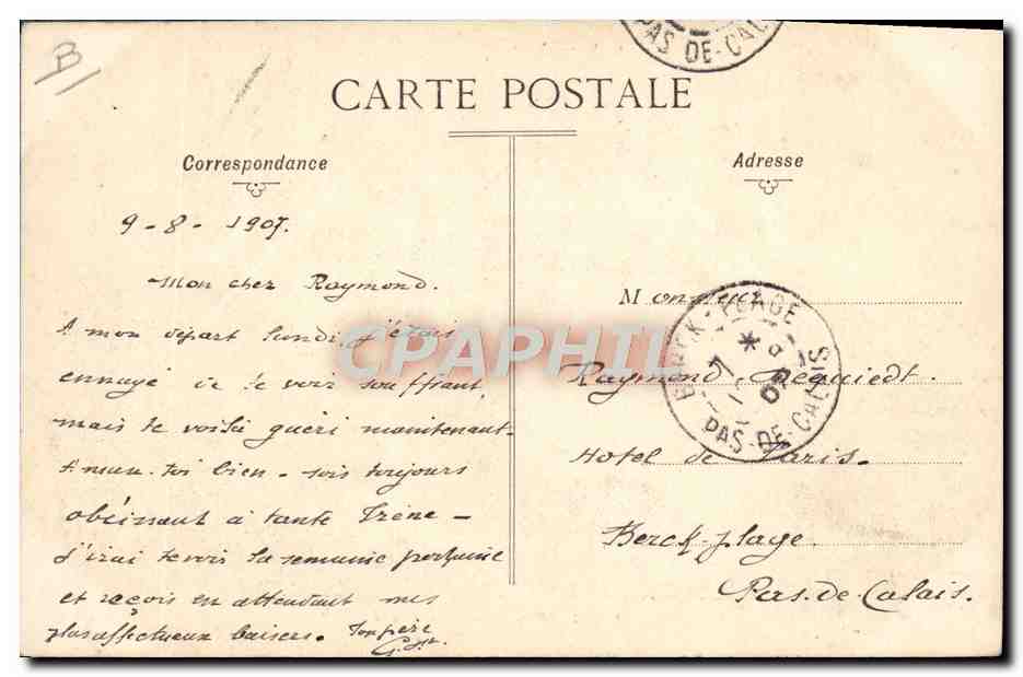 Musique de la Garde Républicaine — Chef: Mr Gabriel Parès — Bézignes, 1907 — Reverso
