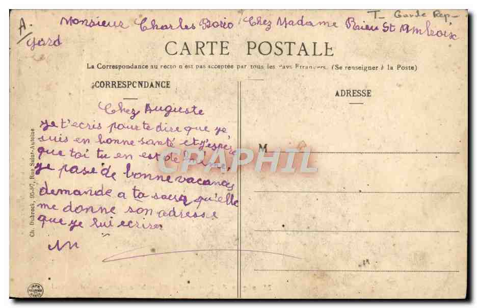 CPA Militaria Musique de la Garde Republicaine — Verso