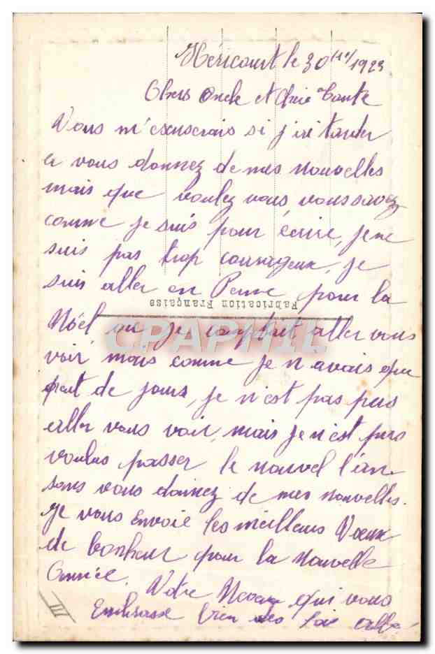 CPA Militaria Souvenir du 47eme d'artillerie Hericourt  — Rückseite