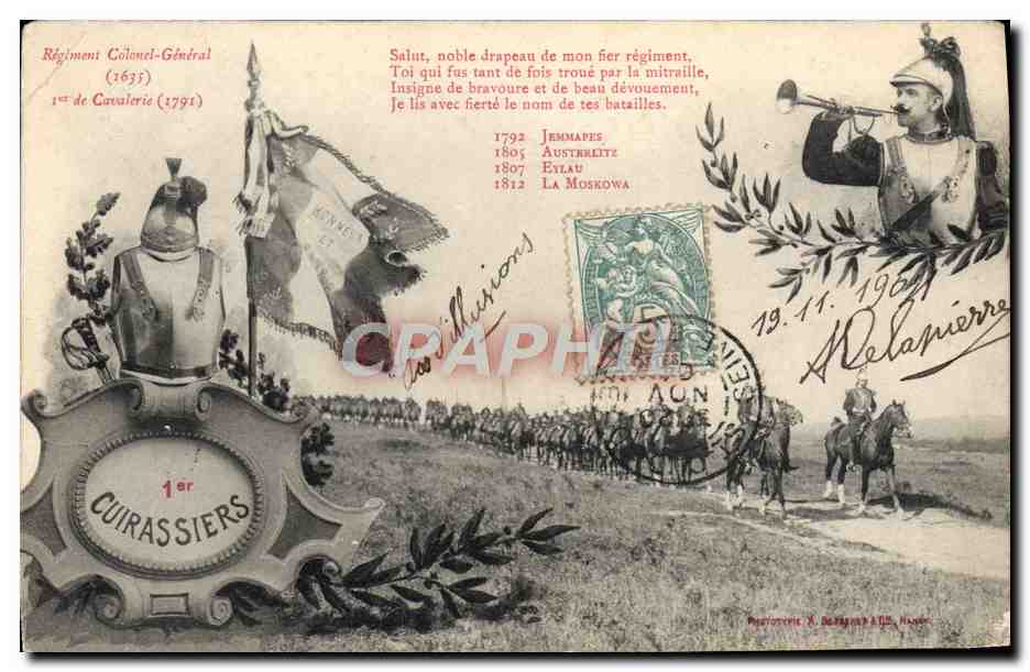 CPA Militaria Regiment Colonel General 1er de cavalerie 1er Cuirassiers 