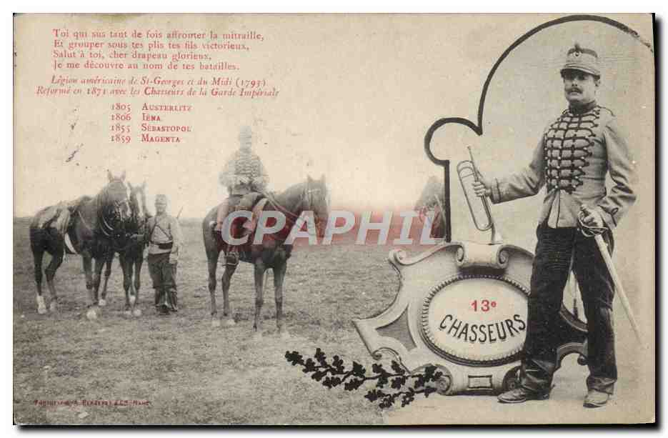 CPA Militaria 13eme Chasseurs Cheval