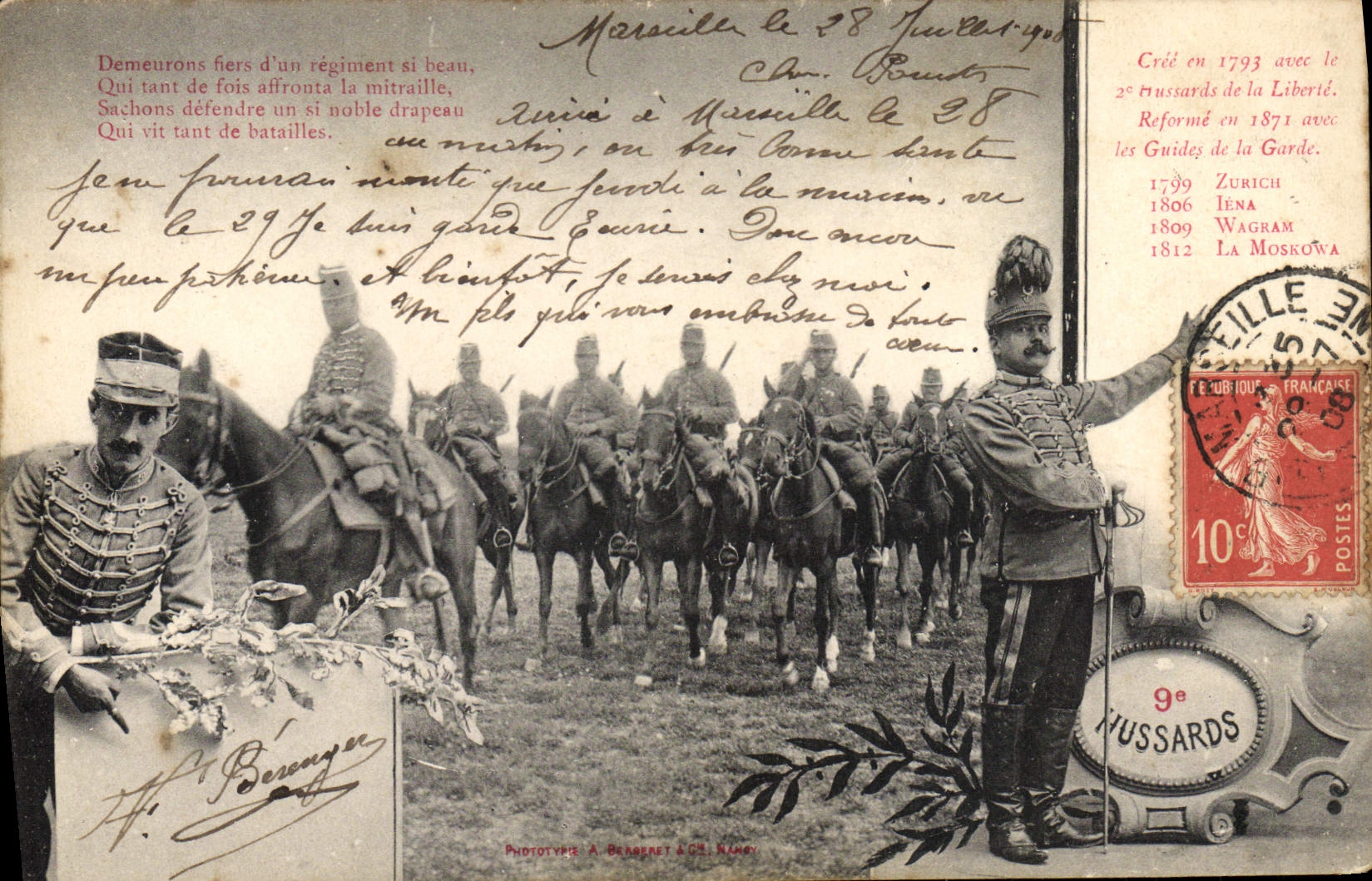 CPA Militaria 9eme Hussards Chevaux Cheval
