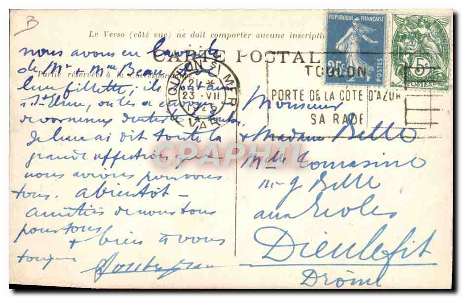 CPA Bateau de guerre O'Byrn Sous-marin  — Verso