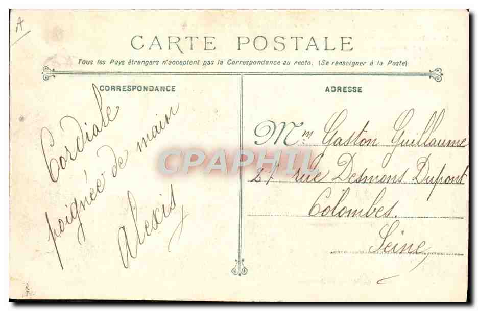 Arrivo del Signor Thomson, Ministro della Marina, sul luogo della catastrofe del corazzata IÉNA — Collezione P. B. Cherbourg — Verso