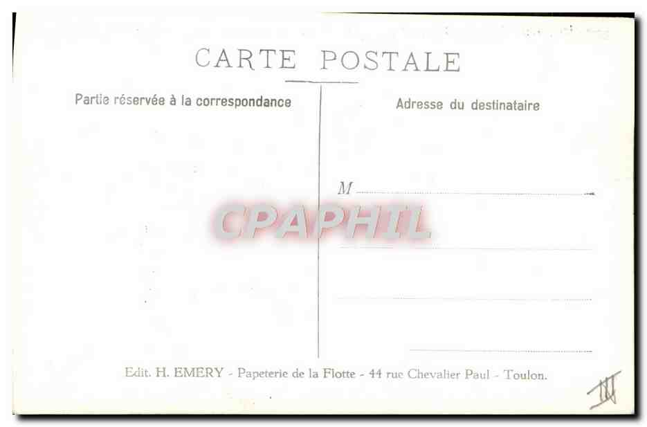 CPM Bateau de guerre Torpilleurs en exercice par gros temps — Verso