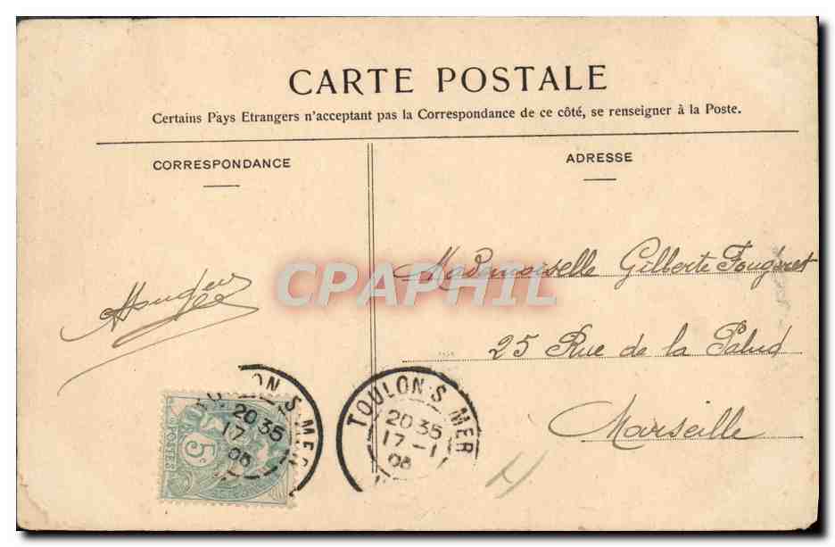 CPA Bateau de guerre Plage avant d'un cuirasse — Verso