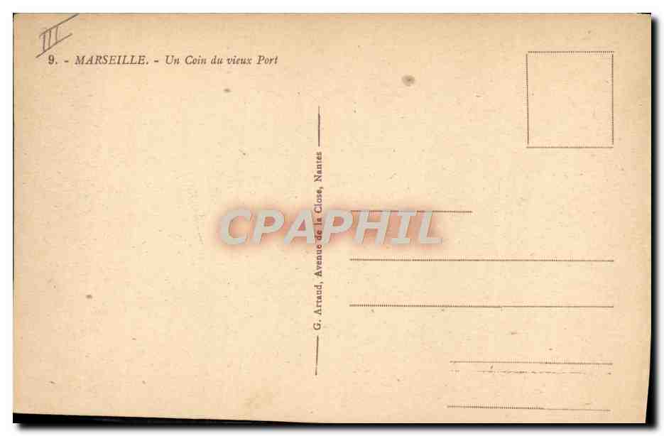 CPA Bateau de guerre Marseille Un coin du vieux port  — Verso
