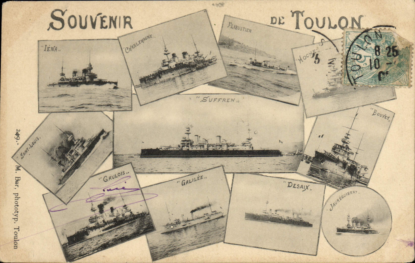 Souvenir de Toulon — Navires de la Marine — M. Bar, phototyp. Toulon