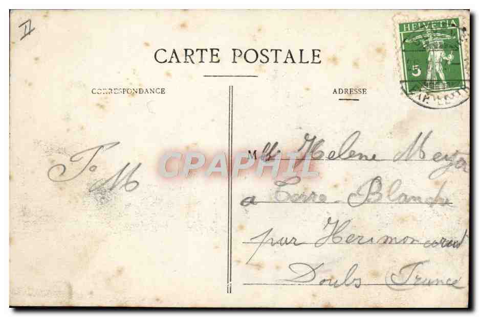 CPA Geneve Le theatre et statue du general Dufour  — Verso
