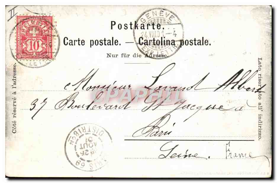 CPA Geneve Le theatre et le musee Rath  — Verso