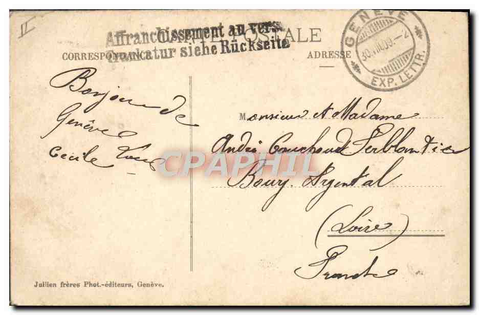 CPA Le theatre Geneve  — Verso