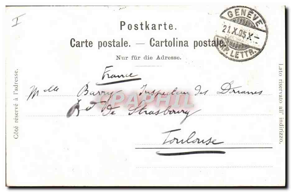 CPA Geneve Le theatre et le musee Rath  — Verso