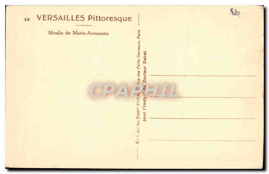 CPA Palais De Versailles Moulin de Marie Antoinette — Verso