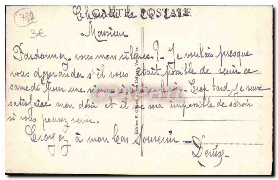 CPA Palais De Versailles La galerie des batailles  — Verso