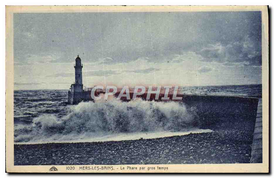CPA Mers Les Bains Le Phare Par Gros temps