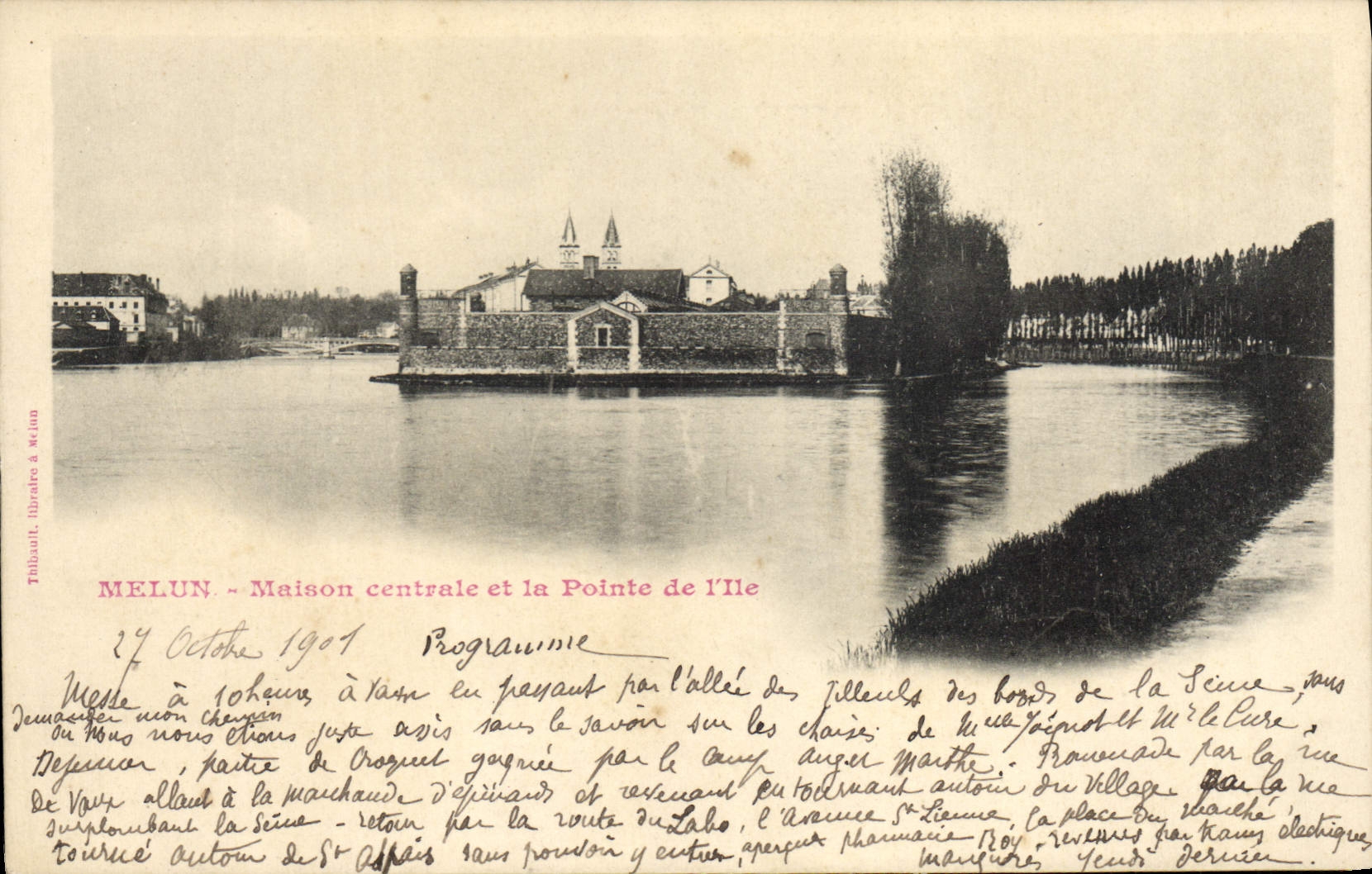 Melun - Maison centrale et la Pointe de l'Île — éditeur Tilbault & M. Linn