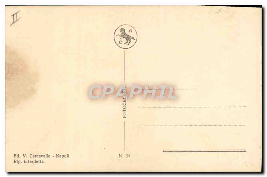 Napoli - Cono del Vesuvio — édition V. Carcavallo, n° 34 — Reverso