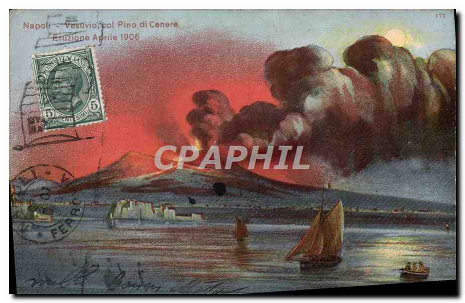 Napoli - Vesuvio, col Pino di Cenere — édition G. Blümlein & C. Imperiali, n° 171