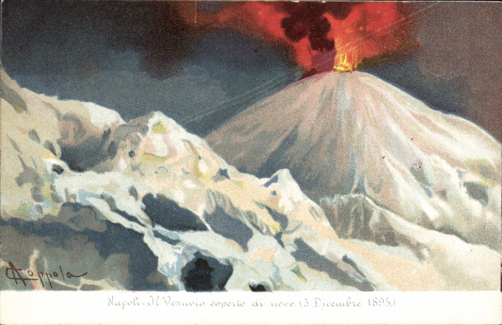Napoli - Il Vesuvio coperto di neve (3 Dicembre 1895) — Hoppola