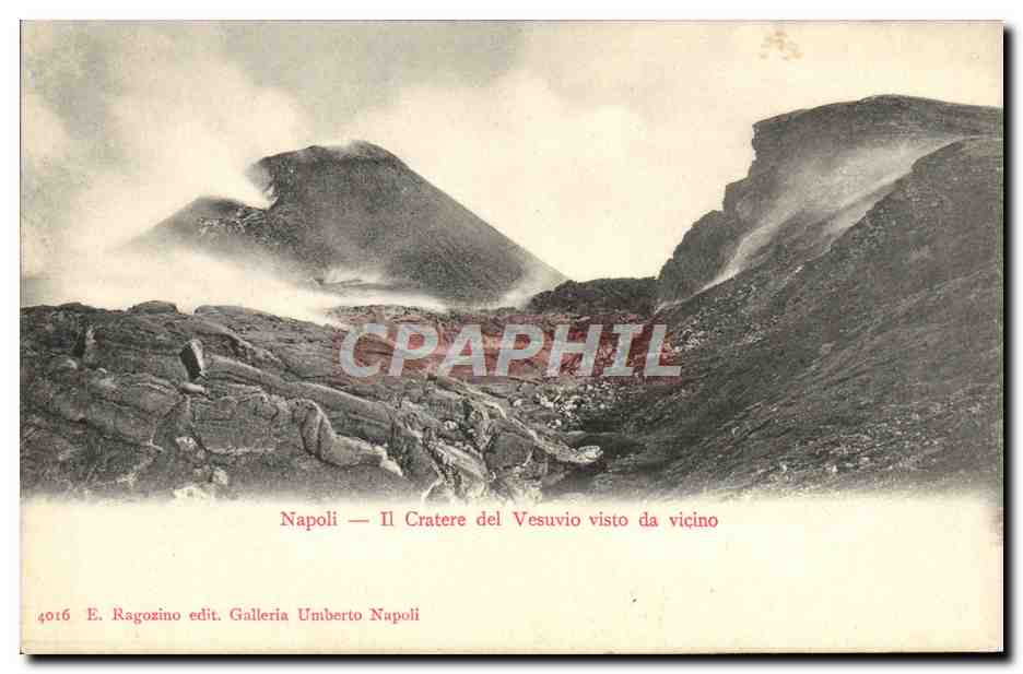 Napoli — Il Cratere del Vesuvio visto da vicino — E. Ragozino edit. Galleria Umberto Napoli