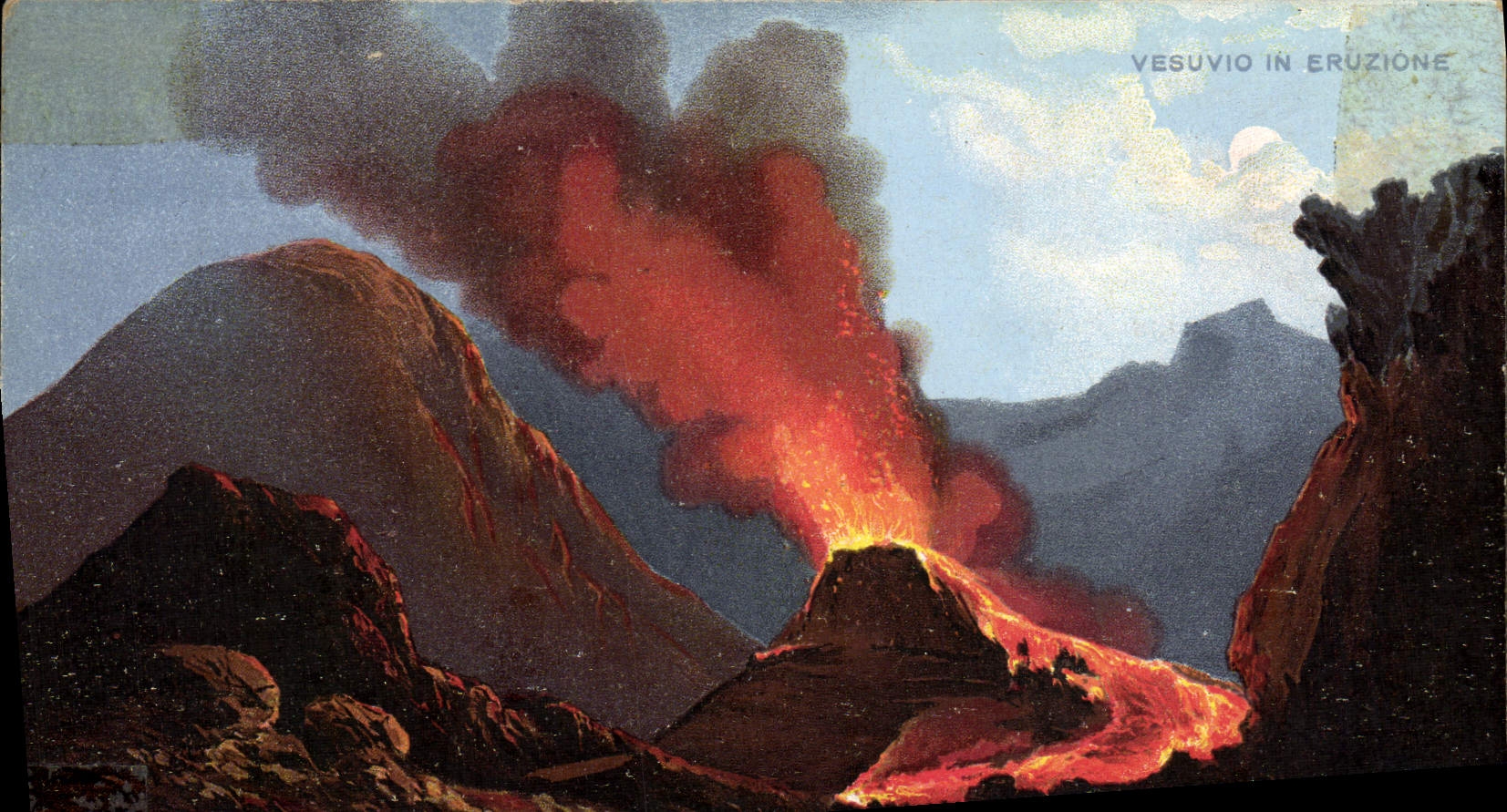 CPA Volcan Vesuvio in eruzione 