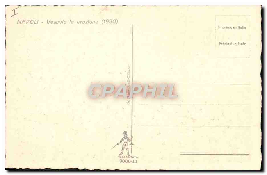 CPA Volcan Napoli Vesuvio in eruzione 1930 — Rückseite