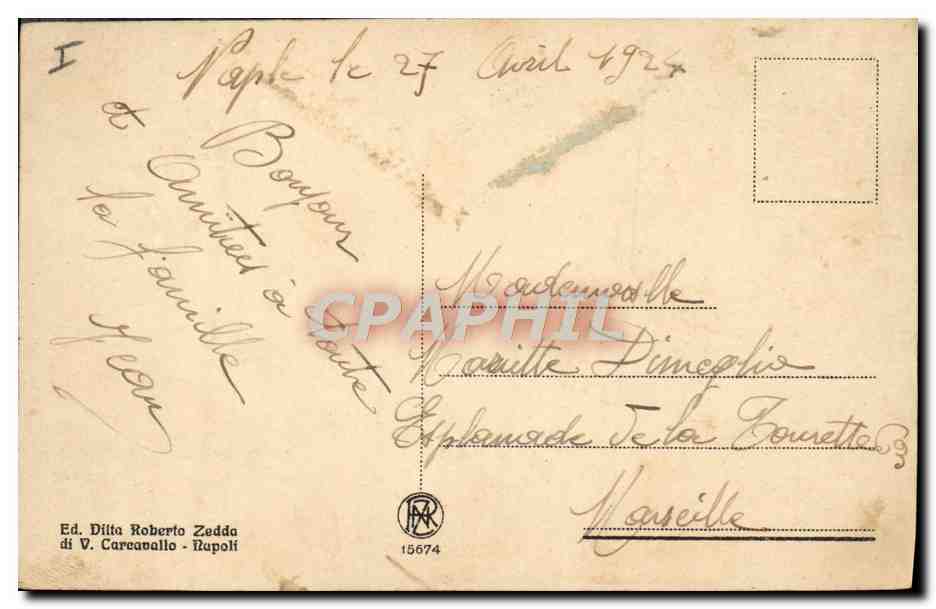 Napoli - Vesuvio in eruzione — Éd. Ditta Roberto Zedda di V. Careavallo - Napoli — Rückseite