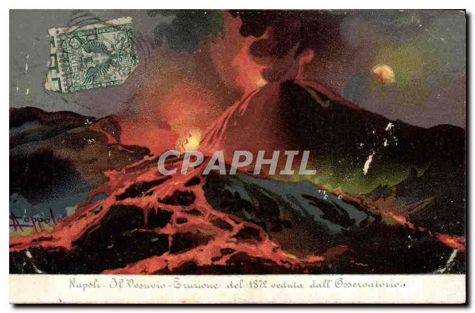 Napoli. Il Vesuvio - Eruzione del 1872 veduta dall'Osservatorio.
