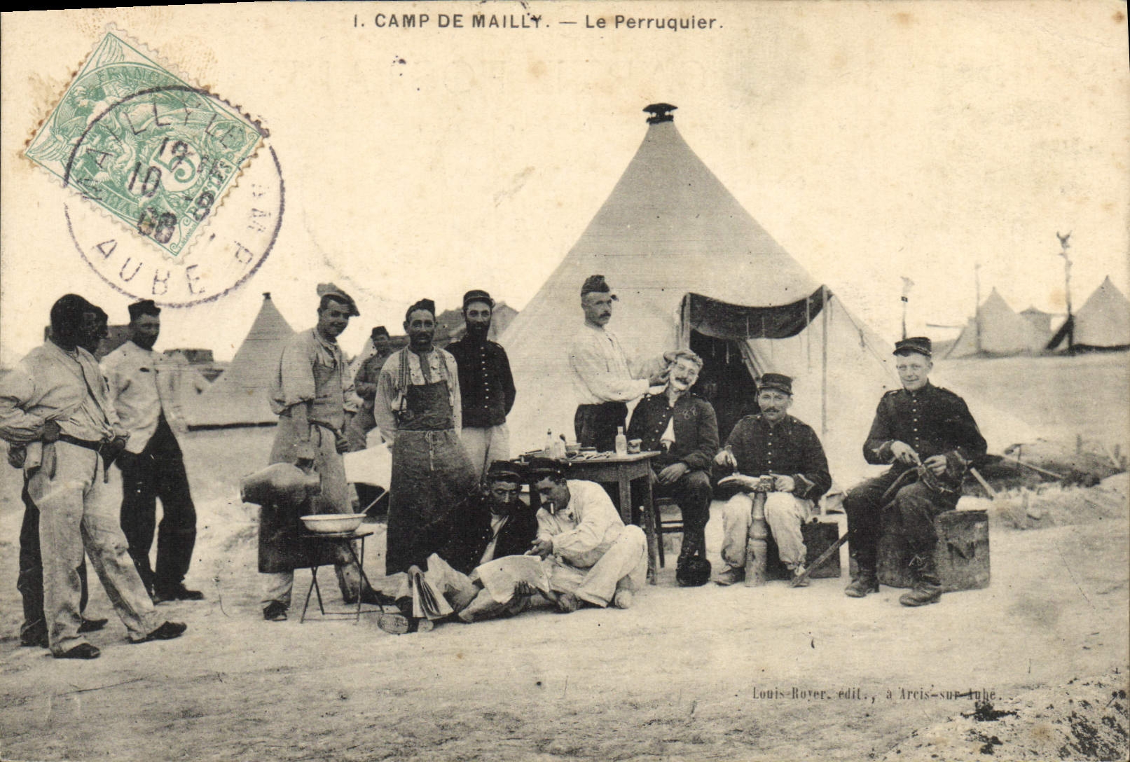 Camp de Maillé — Le Perruquier — Louis Royer, édit., à Arcis-sur-Aube