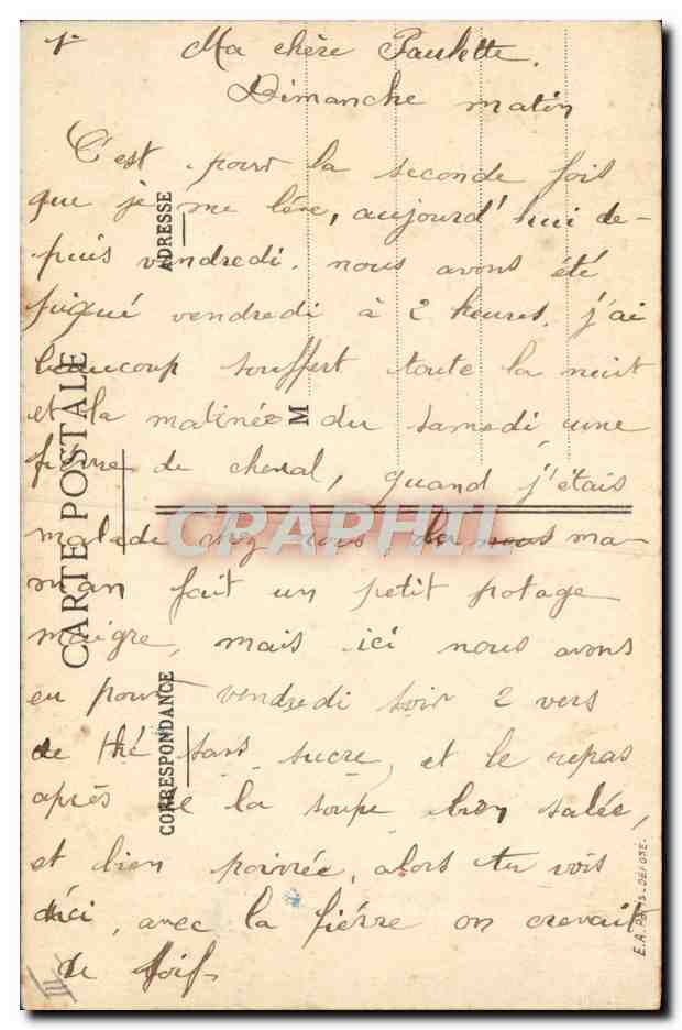 CPA Militaria Coiffeur Perruquier A la caserne A la tondeuse — Rückseite