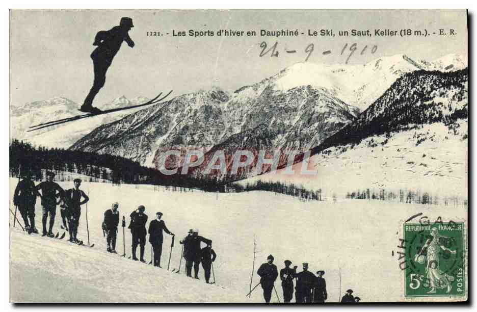Los Deportes de Invierno en Dauphiné - El Esquí, un Salto, Keller (18 m.) - E. R.