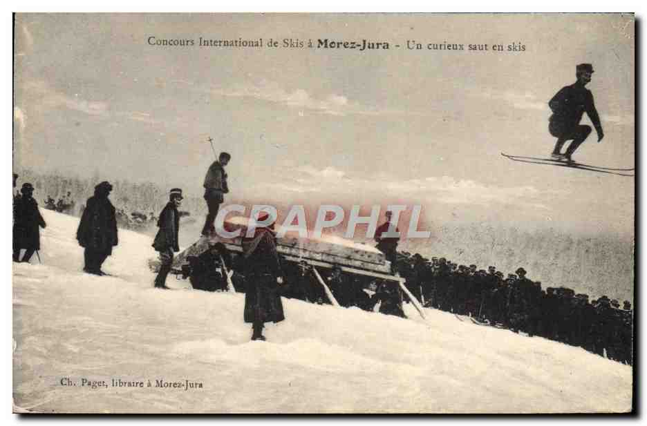 Internationaler Skiwettkampf in Morez-Jura — Ein merkwürdiger Skisprung — Ch. Paget, Buchhändler in Morez-Jura