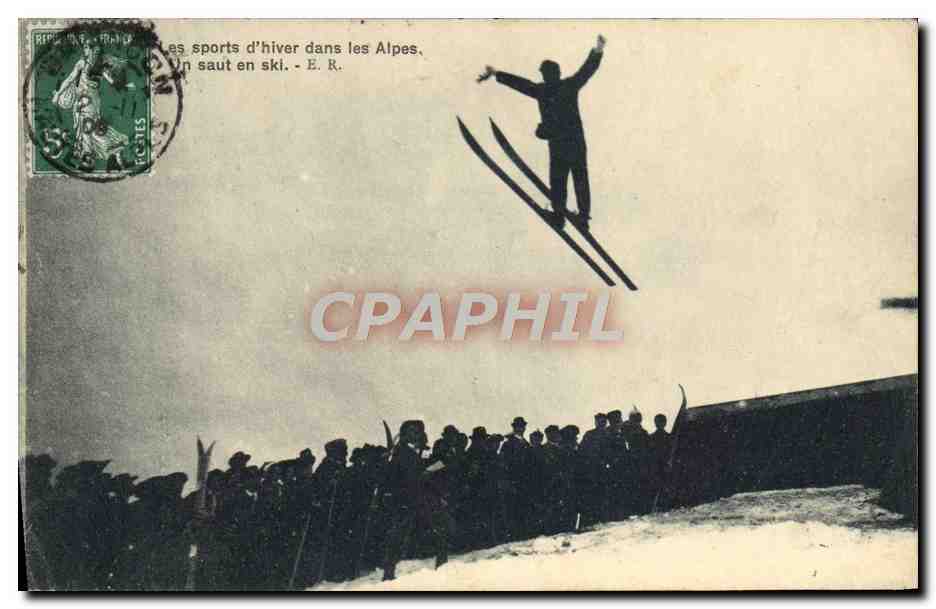 Salto in sci nelle Alpi — E. R.