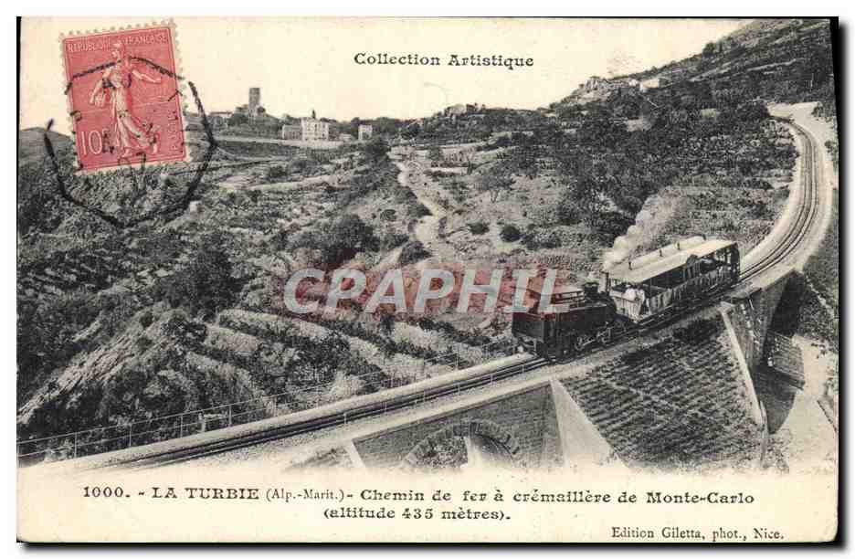 CPA Train Locomotive La Turbie Chemin de fer a cremaillere de Monte Carlo 